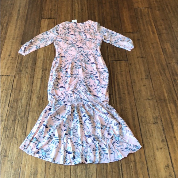 3/4 Sleeve Pink Floral Dress - Picture 4 of 7